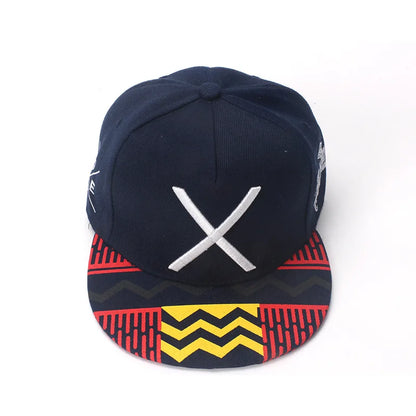 New Embroidered X Baseball Cap Outdoor Sun Block Dance Hat Hip Hop Flat Brim Hat