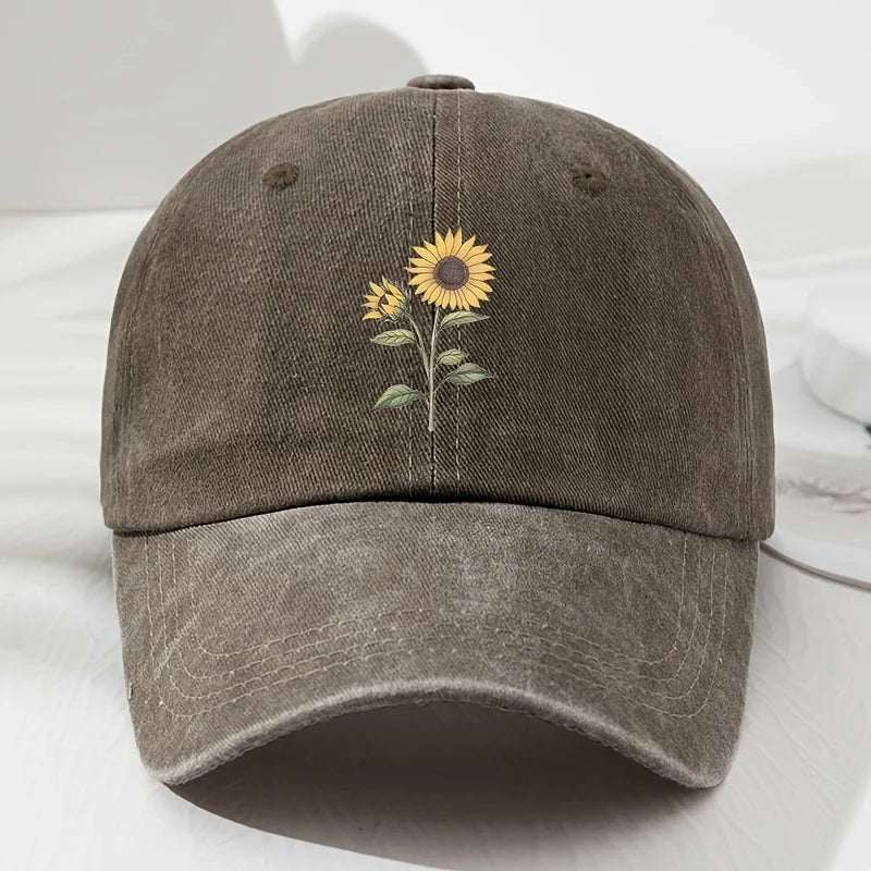 Retro Sunflower Pattern Baseball Hat Dad Hat