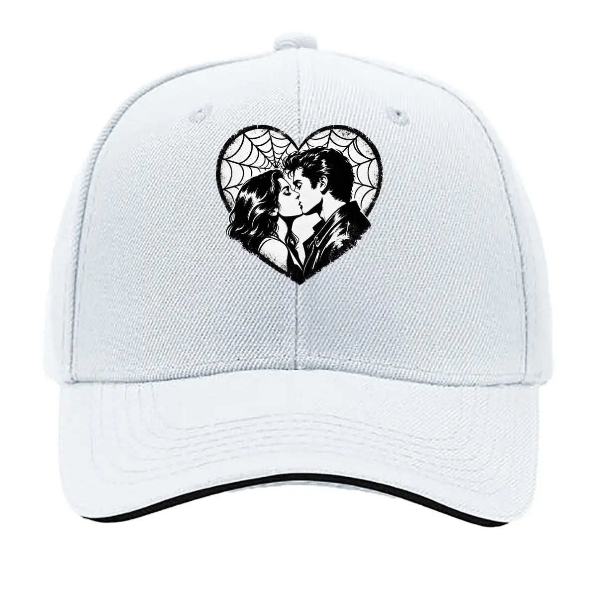 Monochrome Heart Kiss Spiderweb Port Hip Hop Hat Baseball Cap