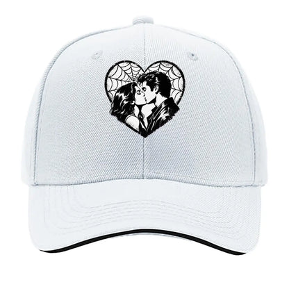 Monochrome Heart Kiss Spiderweb Port Hip Hop Hat Baseball Cap