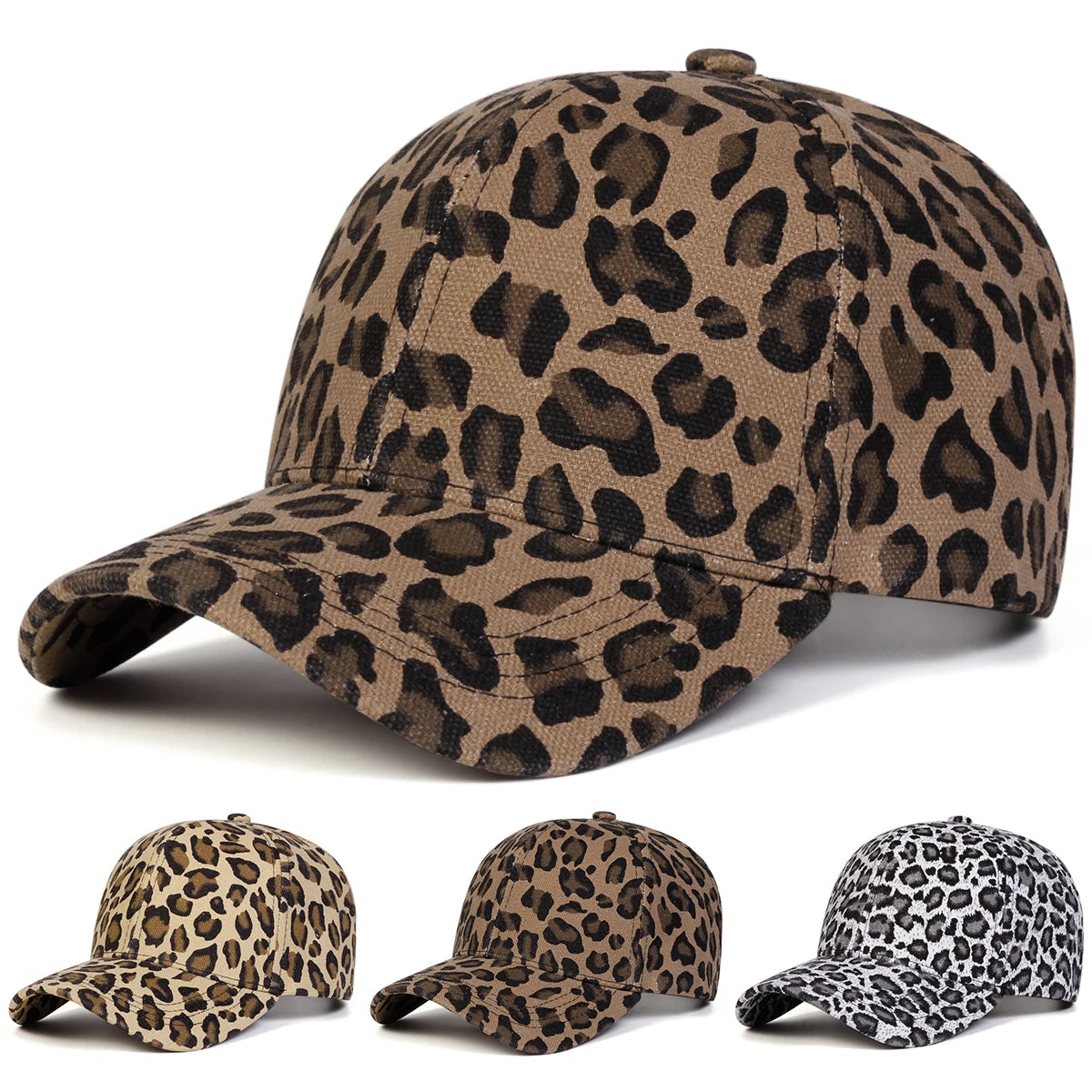 Unisex Light Panel Leopard Print Baseball Caps Spring Autumn Outdoor