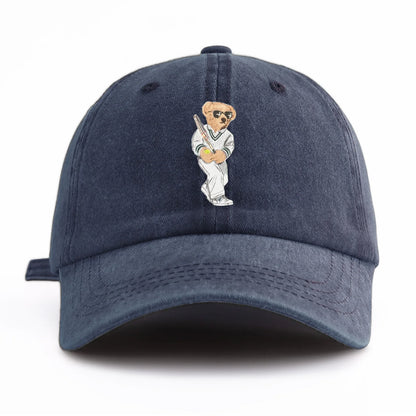 Baseball Bear Print Washed Baseball Cap