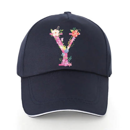 Men Baseball Cap Pure Cotton Adjustable Back Buckle Hat Pink Letter Print