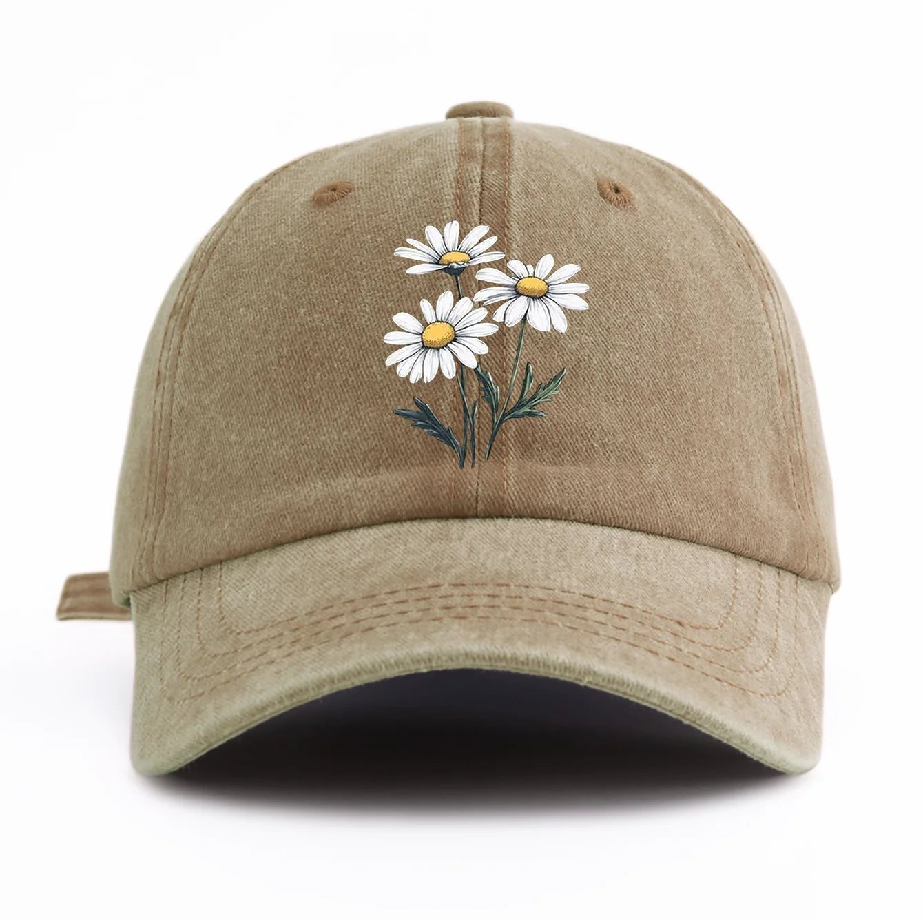 Flower Print Washed Baseball Cap For Adults