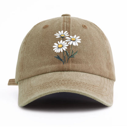 Flower Print Washed Baseball Cap For Adults