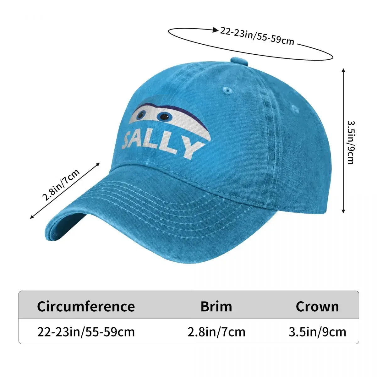 Sally Carrera Lightning McQueen Blue Car Denim Baseball Cap