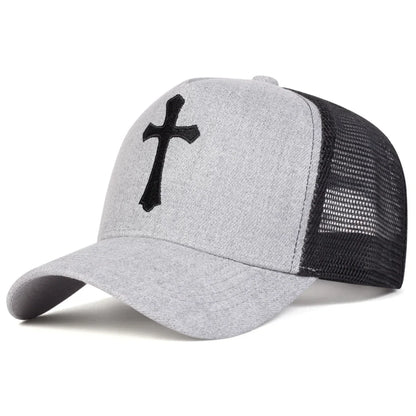 Unisex Cross Embroidery Baseball Net Caps