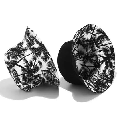 Black Coconut Tree Printed Bucket Hats