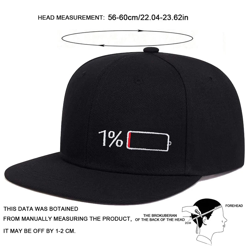 Unisex Battery Embroidery Hip-hop Hats Snapback Caps Baseball Caps Sunscreen Hat