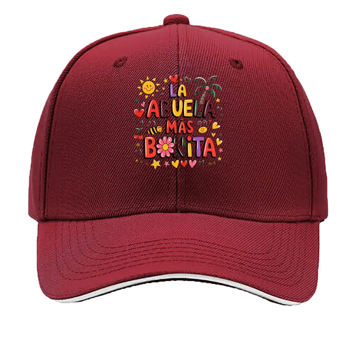 La Abuela Mas Bonita Spanish Grandma Floral Sun Hearts Sandwich Baseball Cap