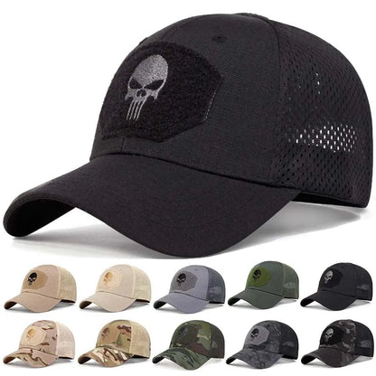 Unisex Skull Embroidery Baseball Net Caps Sunscreen Hat Sports Golf Cap