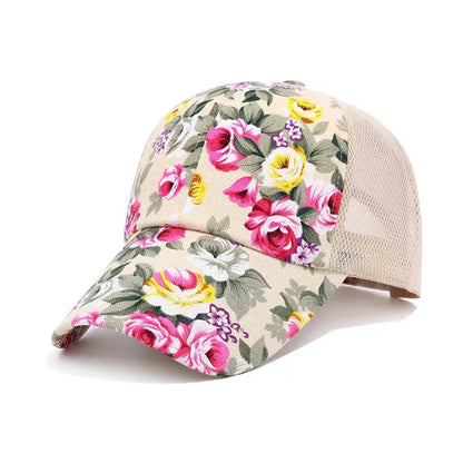 Creative Mesh Baseball Cap Colorful Flower Printed Hip Hop