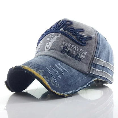 Practical Men Baseball Cap Women Retro Canvas Denim Letters Patchwork Vintage