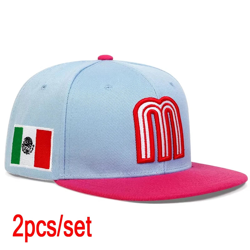 Fashion M Letter Mexico Flag Embroidery Baseball Cap Cotton Snapback Caps