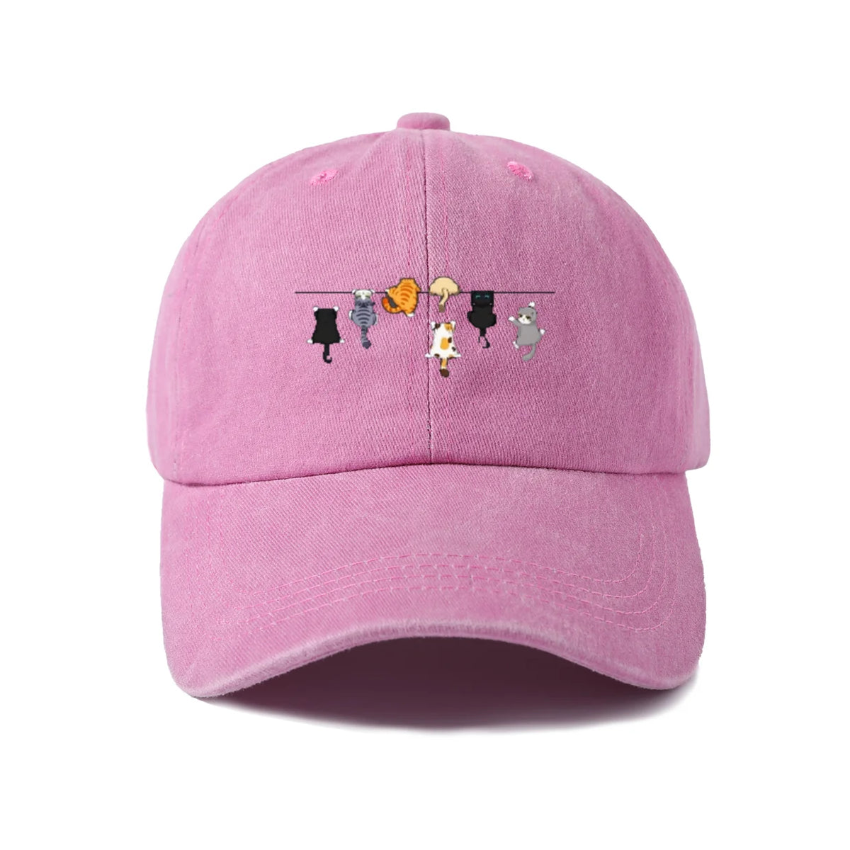 Cats Hanging on Clothesline Graphic Baseball Cap