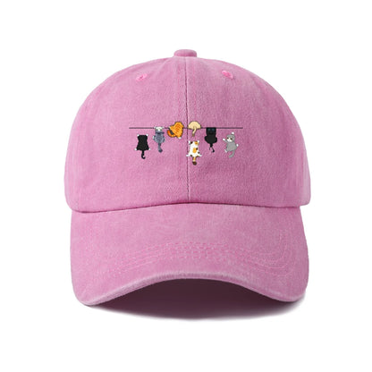 Cats Hanging on Clothesline Graphic Baseball Cap
