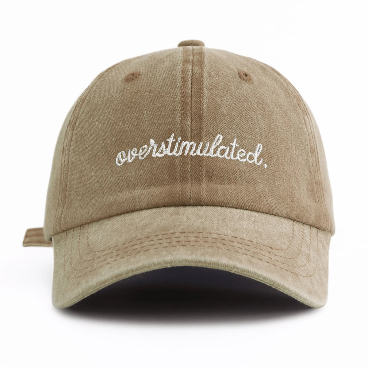 Overstimulated. Embroidered Washed Baseball Cap