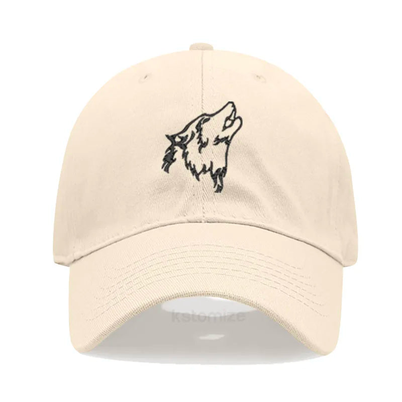 Wolf Embroidered Baseball Cap For Women Men
