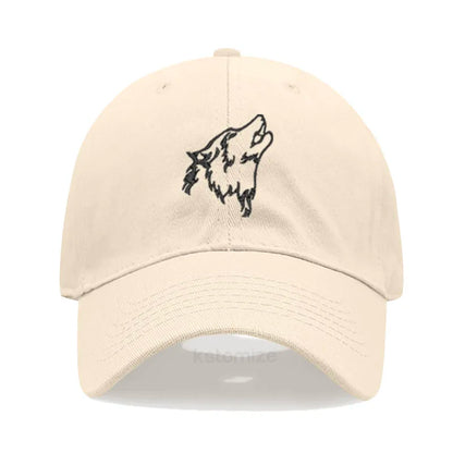 Wolf Embroidered Baseball Cap For Women Men