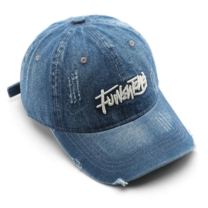 Japanese Retro Washed Denim Letter Embroidered Cap Outdoor Sports Men Baseball Cap