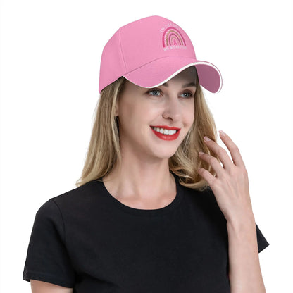 October We Wear Pink Rainbow Breast Cancer Awareness Ribbon Sandwich Cap Baseball Cap