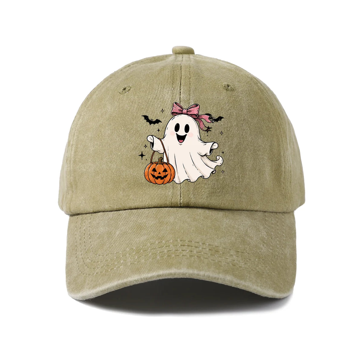 Witch Ghost With Pumpkin Graphic Baseball Cap