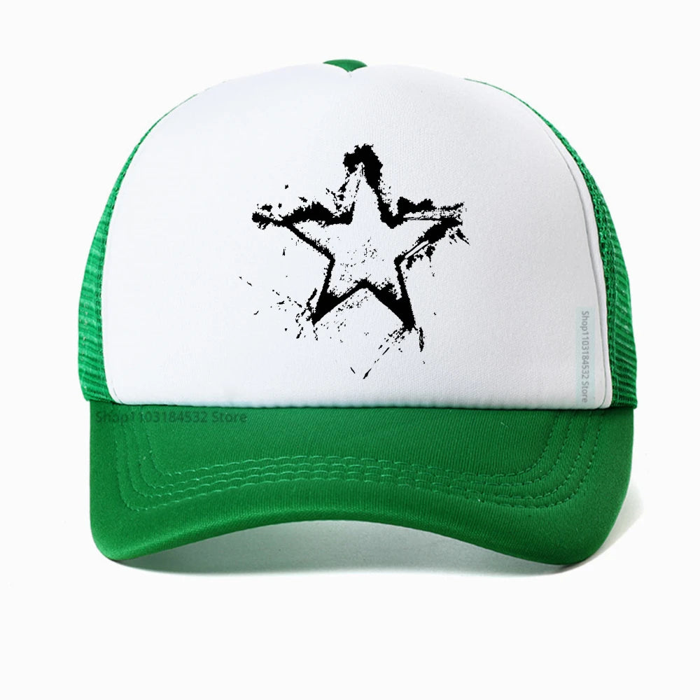 Summer Men Creative Pentagram Printed Mesh Baseball Cap