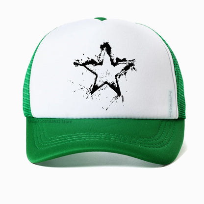 Summer Men Creative Pentagram Printed Mesh Baseball Cap