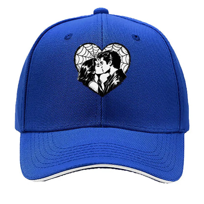 Monochrome Heart Kiss Spiderweb Port Hip Hop Hat Baseball Cap