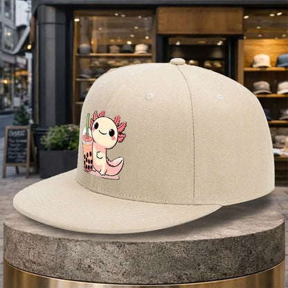 Cute Axolotl Boba Tea Kawaii Snapback Cap