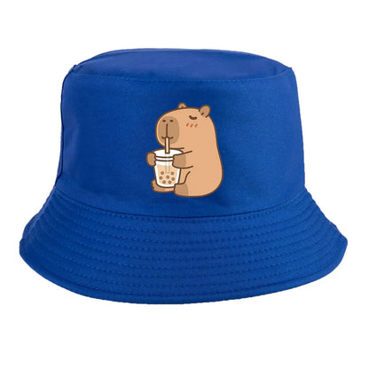 Summer Spring Ladies Cotton Korean Casual Outdoor Sunprotection Capybara Bucket Hat For Men Women