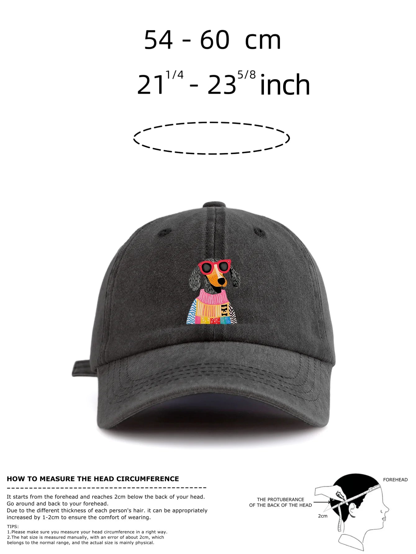 DOG Print Washed Baseball Cap For Adults