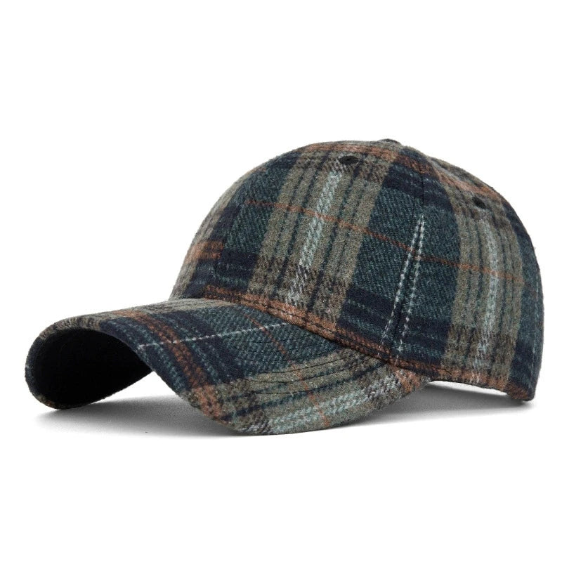 Hats For Men And Women New Classic Plaid Baseball Cap Hard-Brimmed Face-Slimming