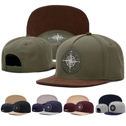 Fashion Compass Embroidery Button Duck Tongue Hat