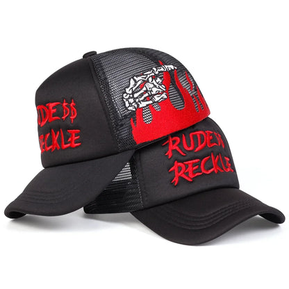 Unisex RUDE RECKLE Letter Embroidery Baseball Caps