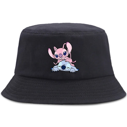 Lilo Stitch Cotton Foldable Bucket Hat Women Hat Boys Girls Fishing Hunting Cap