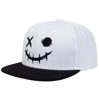 Unisex XO Smiling Face Embroidery Hip-hop Hats Adjustable Snapback Caps