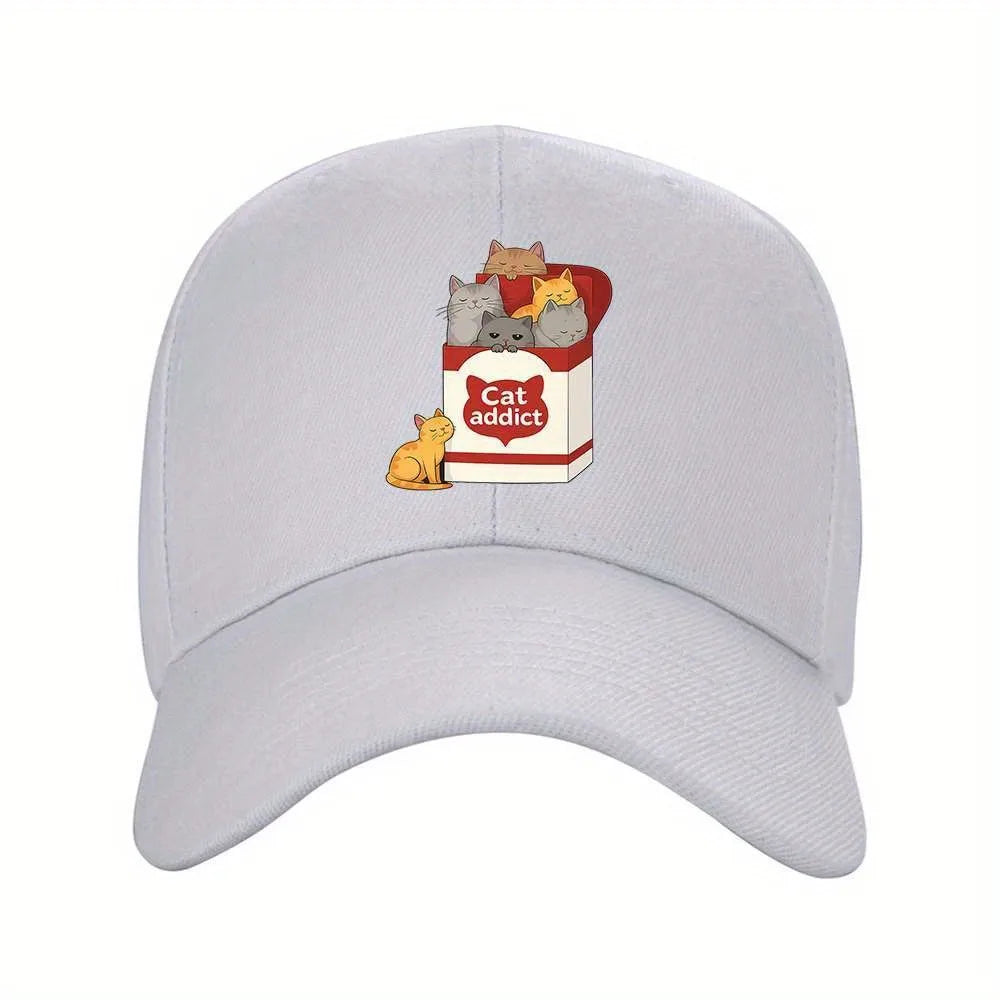 Cat Addict Box Graphic Baseball Cap