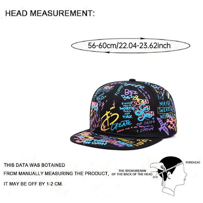 Flat Edge Hat Color Graffiti Letter Printed Snapback Hat
