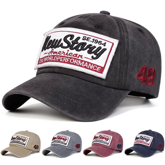 NEW STORY Letter Embroidery Wash Baseball Caps