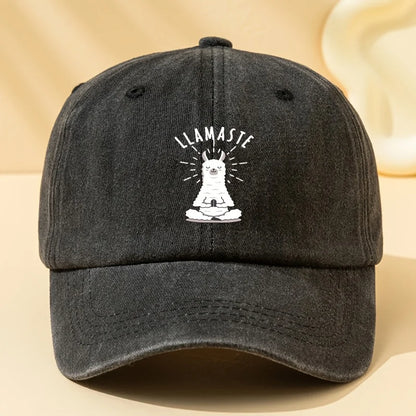 Baseball Cap with "LLAMASTE" Cartoon Llama Design
