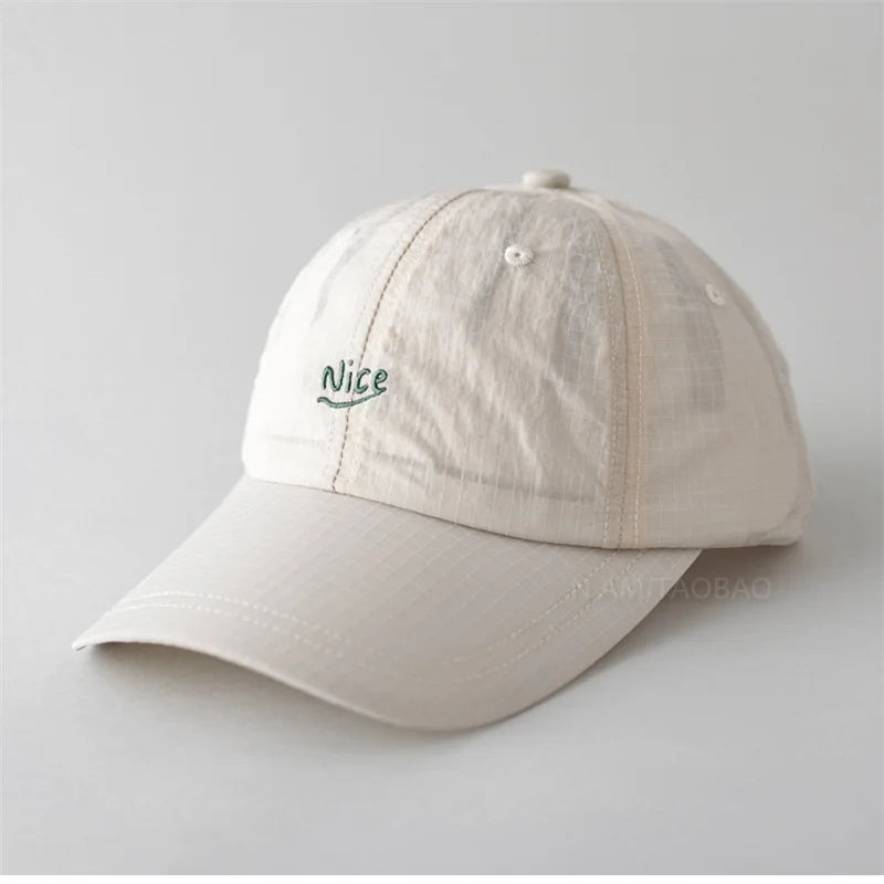 Quick Dry Baseball Cap With Letter Embroidery & Plaid