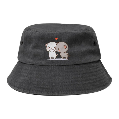 Peach And Goma Love Call Bucket Hat Vocation Mochi Cat