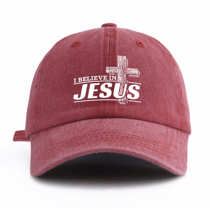 JESUS Print Washed Baseball Cap For Adults
