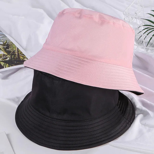 Double-sided Wearing Cap Solid Color Bucket Hat Men Women