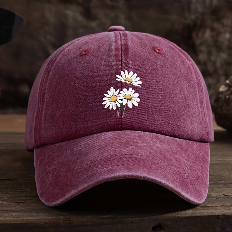 Three Daisy Print Baseball Caps