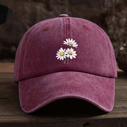 Three Daisy Print Baseball Caps