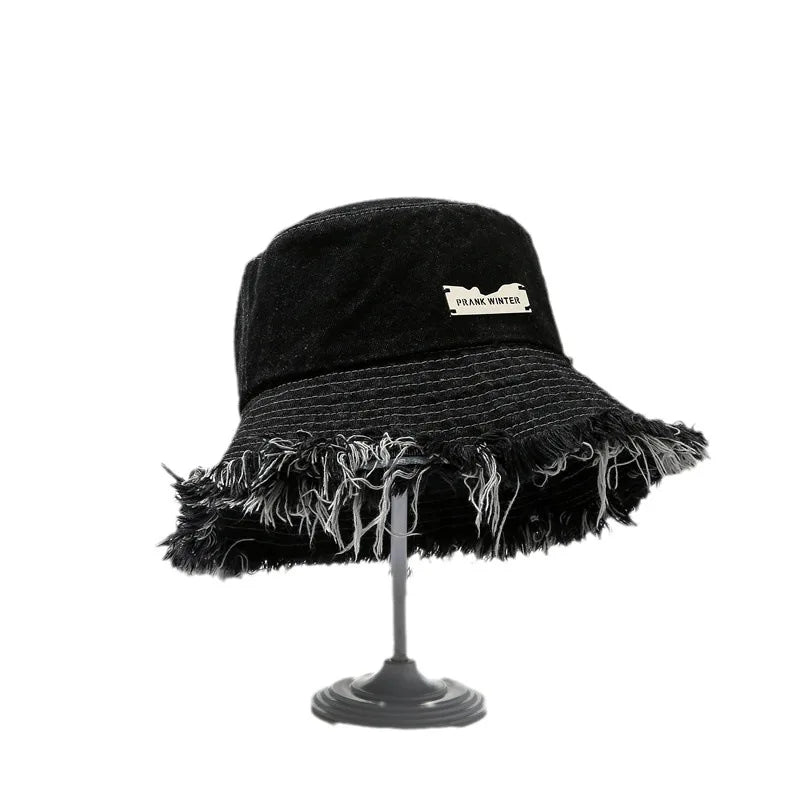 New Summer Washed Denim Blue Bucket Hat