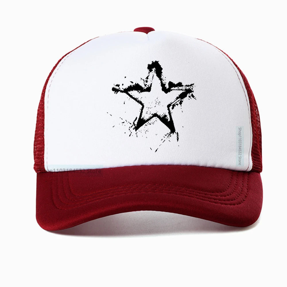 Summer Men Creative Pentagram Printed Mesh Baseball Cap