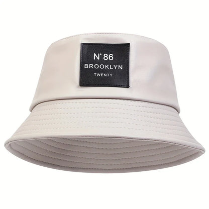 Unisex Brooklyn Panama Bucket Hat PU Leather Fisherman Hat For Men Women